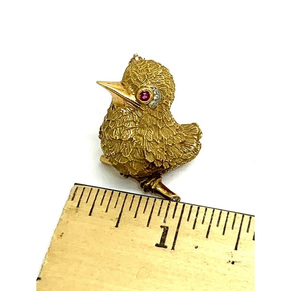 Cartier 18K Yellow Gold Ruby Diamond Bird Brooch Pin Vintage Rare Estate… - Picture 5 of 13